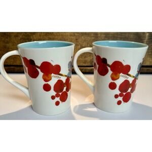 Set of two 2008 Starbucks Exotic Flower Floral Coffee / Teacup Mug - 12 0z